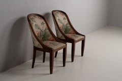Pair of French Gondola Chairs in Walnut, Early 20th Century