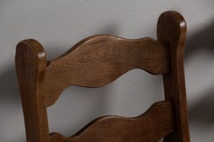 Set of Four Razorblade, Solid Oak Dining Chairs, France, 1950s