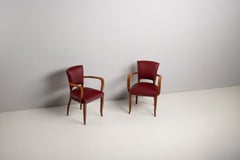 Pair of Bridge Armchairs in Beech, France, 1940s