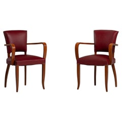 Pair of Bridge Armchairs in Beech, France, 1940s