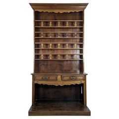 French Provincial Cherrywood Vaisselier Dresser, Carved Plate Rack, 1950s