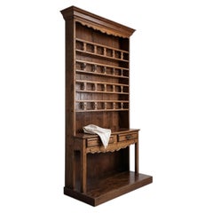 French Provincial Cherrywood Vaisselier Dresser, Carved Plate Rack, 1950s