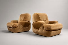 Beka Living Room Set, Sofa and Two Armchairs, Velvet, Italy, 1970s