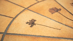Roger Capron Style Dining Table, Ceramic Herbarium Tile Top, France, 1970s