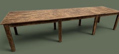 French Provincial Farmhouse Dining Table, Pine, Six Legs, 1950s
