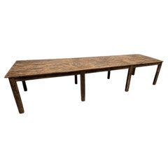 French Provincial Farmhouse Dining Table, Pine, Six Legs, 1950s