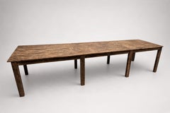 French Provincial Farmhouse Dining Table, Pine, Six Legs, 1950s