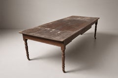 French Provincial Farmhouse Dining Table, Turned Legs, Six Legs, 1900s