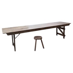 French Provincial Folding Trestle Farm Table, Pine, 1940s