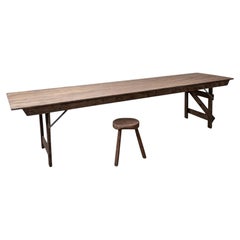 French Provincial Folding Trestle Farm Table, Pine, 1940s
