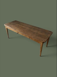 French Provincial Farmhouse Dining Table, Pine, Tapered Legs, 1900s