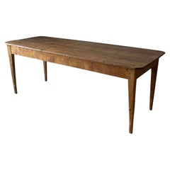 French Provincial Farmhouse Dining Table, Pine, Tapered Legs, 1900s