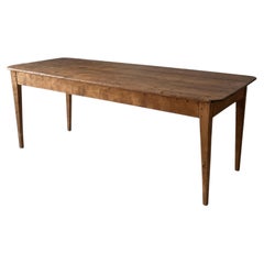 French Provincial Farmhouse Dining Table, Pine, Tapered Legs, 1900s