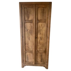 French Provincial Two-Door Elm Armoire, Paneled Doors, 1950s