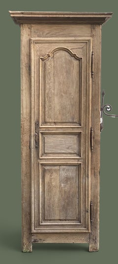 French Provincial Single-Door Oak Bonnetiere, Carved Panels, 1800s