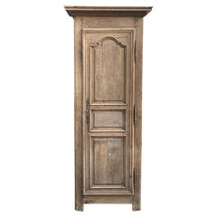 French Provincial Single-Door Oak Bonnetiere, Carved Panels, 1800s