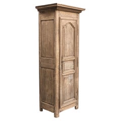 French Provincial Single-Door Oak Bonnetiere, Carved Panels, 1800s