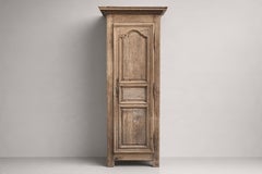 French Provincial Single-Door Oak Bonnetiere, Carved Panels, 1800s