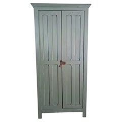 French Provincial Two-Door Armoire, Painted Wood, Carved Panels, 1950s