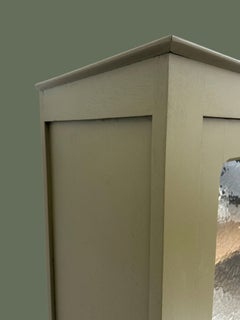 French Provincial Glazed Display Cabinet, Painted Wood, Textured Glass, 1950s