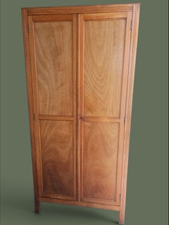 French Modernist Single-Door Wardrobe, Bleached Hardwood, 1950s