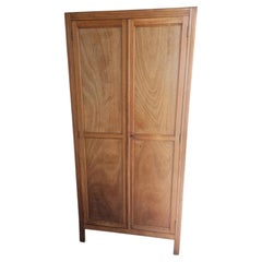 French Modernist Single-Door Wardrobe, Bleached Hardwood, 1950s