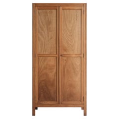 French Modernist Single-Door Wardrobe, Bleached Hardwood, 1950s