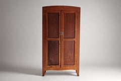French Art Nouveau Two-Door Pine Armoire, Fluted Frame, 1920s