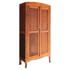 French Art Nouveau Two-Door Pine Armoire, Fluted Frame, 1920s