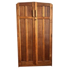 English Art Deco Oak Wardrobe, Paneled Doors, Fitted Interior, 1930s