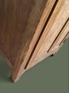 Rustic Single-Door Wardrobe, Solid Teak, Paneled Doors, 1950s