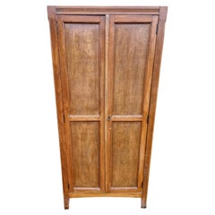 French Two-Door Wardrobe, Paneled Hardwood, Fielded Panels, 1940s