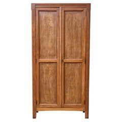 French Two-Door Wardrobe, Paneled Hardwood, Fielded Panels, 1940s