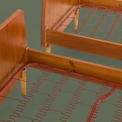 Scandinavian Modern Pair of Twin Beds, Bent Teak Plywood, 1950s