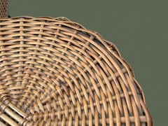 Mid-Century Curved Rattan and Wicker Bar Counter, Iron Hairpin Legs, 1950s