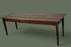 French Provincial Farmhouse Dining Table, Chestnut, Tapered Legs, 1900s