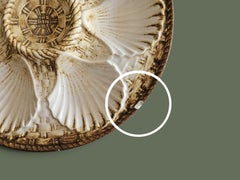 Longchamp French Faience Oyster Plates, Scallop Shell Majolica, 1950s