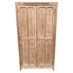 French Art Deco Two-Door Armoire, Bleached Oak and Pine, 1930s