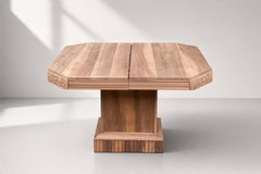 French Art Deco Octagonal Extending Dining Table, Walnut, Carved Floral, 1930s