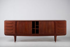 Johannes Andersen Tambour Doors Teak Sideboard, Denmark, 1960s