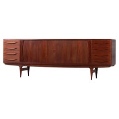 Johannes Andersen Tambour Doors Teak Sideboard, Denmark, 1960s