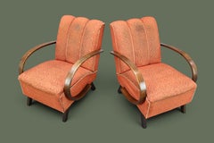 Jindrich Halabala Style Art Deco Bentwood Armchairs, Pair, 1930s