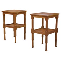 Pair of Scandinavian Modern Pine Side Tables, Two-Tier, Sweden, 1930s