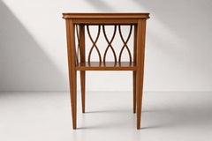 French Two-Tier Cherry Side Table, Lattice Sides, 1950s