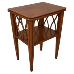 French Two-Tier Cherry Side Table, Lattice Sides, 1950s