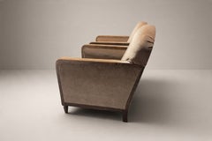 Pair of French Art Deco Club Chairs, Mohair and Stained Wood, 1930s