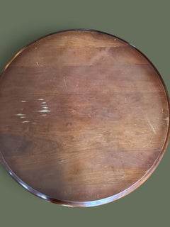 French Art Nouveau Round Side Table, Carved Fruitwood, Scrolled Base, 1920s