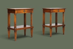 French Directoire Style Cherry Nightstands, Brass Mounts, 1950s