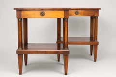 French Directoire Style Cherry Nightstands, Brass Mounts, 1950s