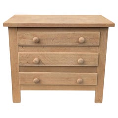 French Bleached Oak Three-Drawer Chest of Drawers, 1950s
